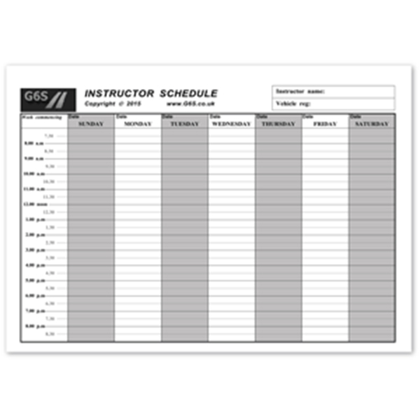 Instructor Schedule Sheets